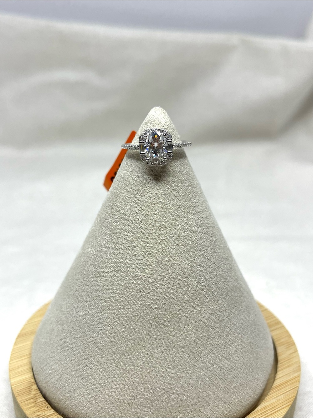 Oval Halo Ring in Sterling Silver with Moissanite
